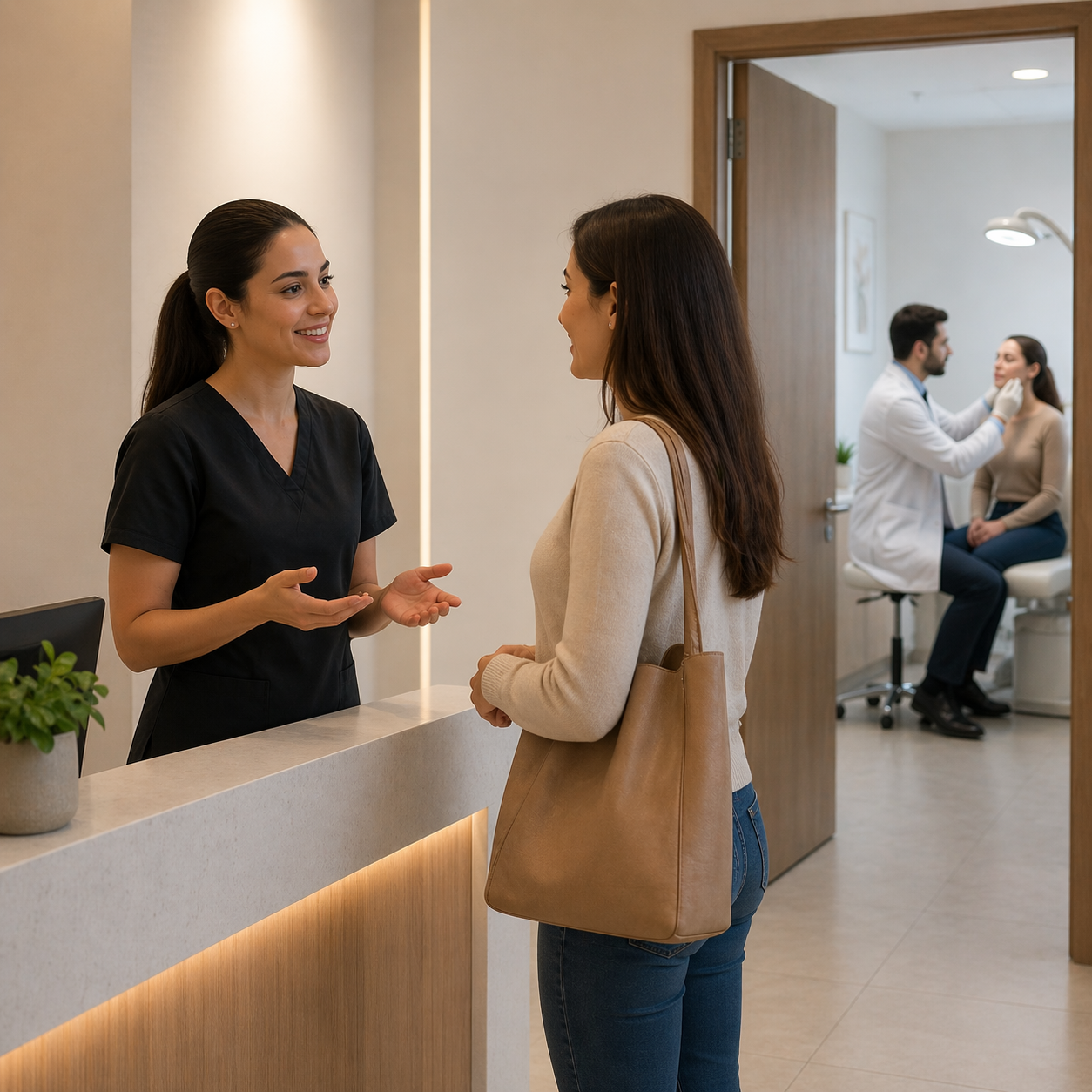 Clínica dermatológica atendiendo pacientes